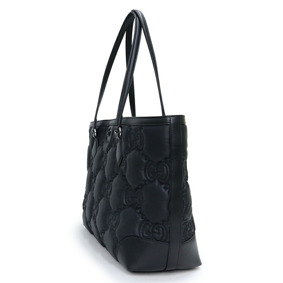 Gucci GG Matelasse Hand Tote Bag Black Nylon Leather - Picture 4 of 9